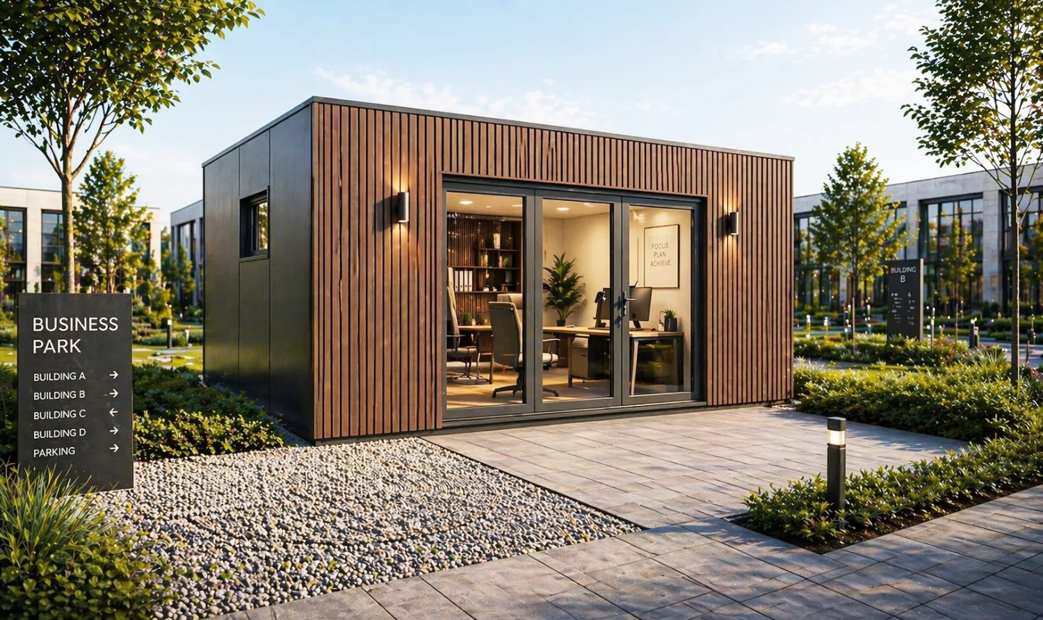 Tiny house WORK My Little Group, espace de travail de 17,40 m² installé au fond d'un jardin